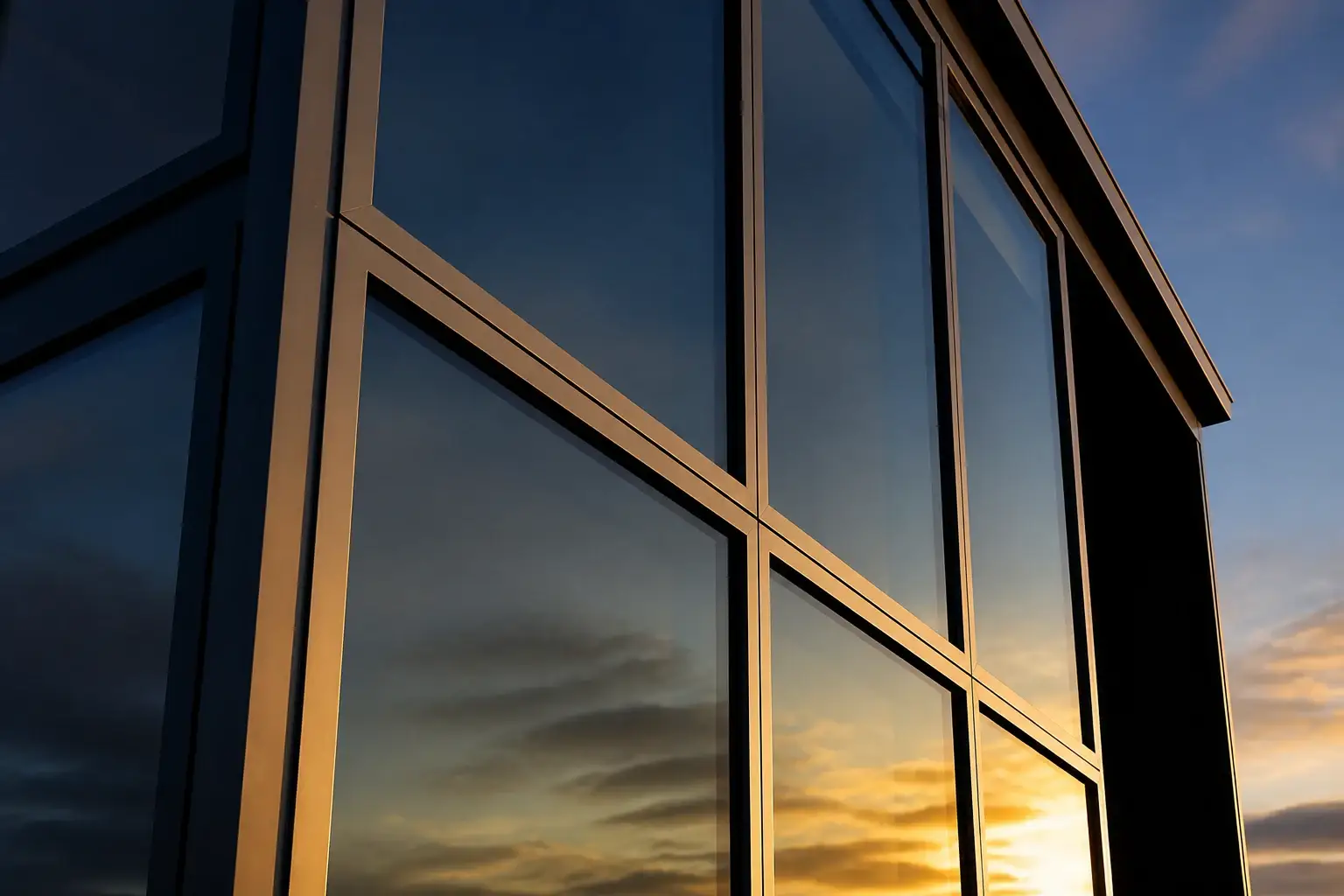 Curtain wall facade with aluminium framing