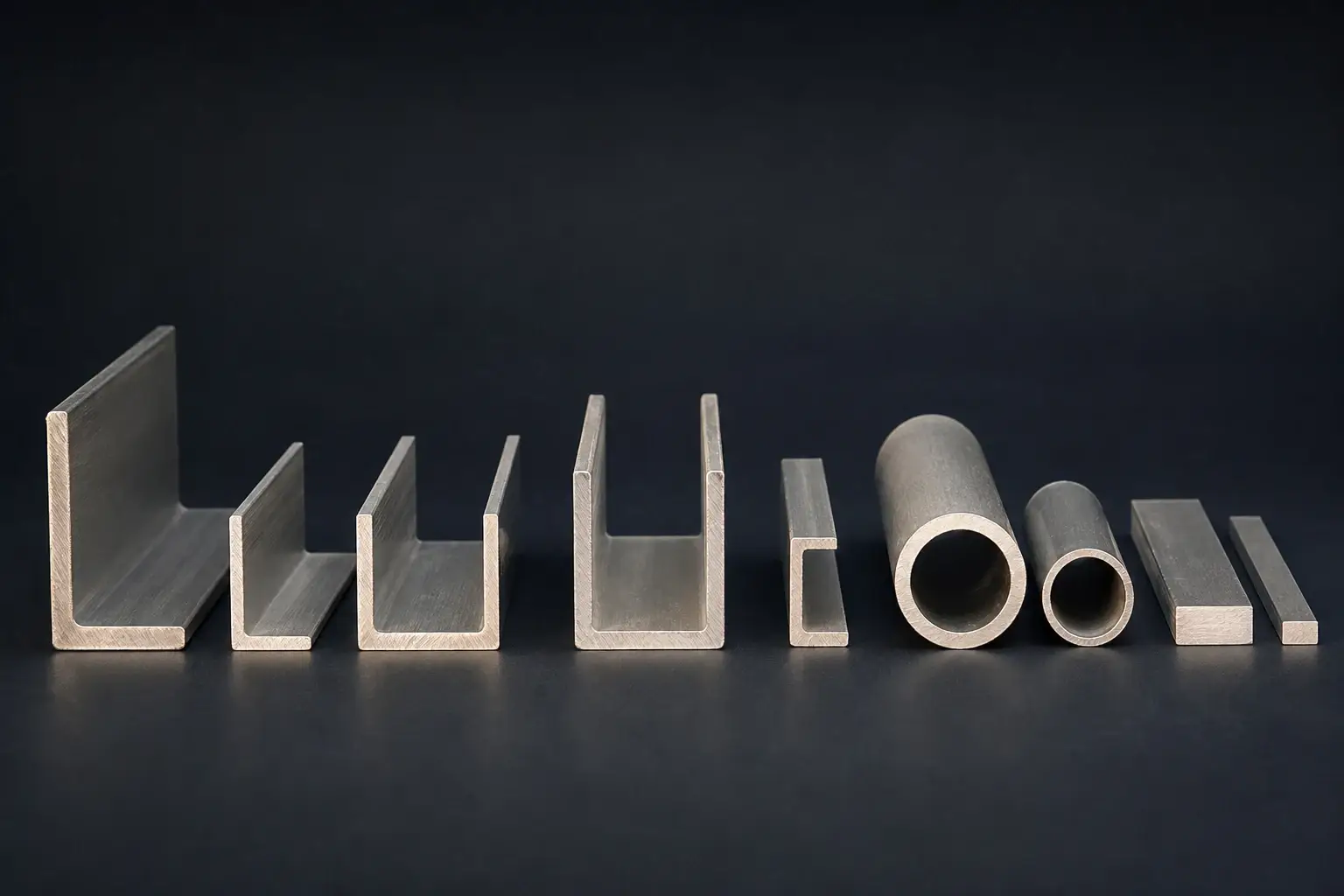 Aluminium angles, channels, tubes and flat bars